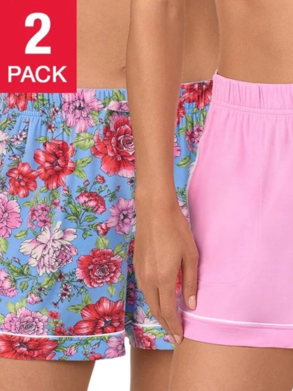 Room Service Pink Bergonia Women's Lounge Short, 2-pack